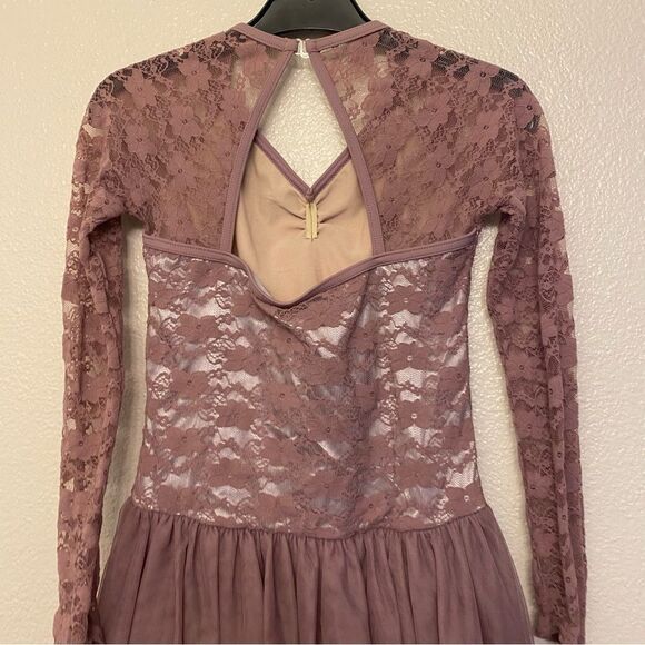 Weissman Dance ballet tutu mauve lavender lace long sleeve dress Why 9740 LC - Picture 4 of 14